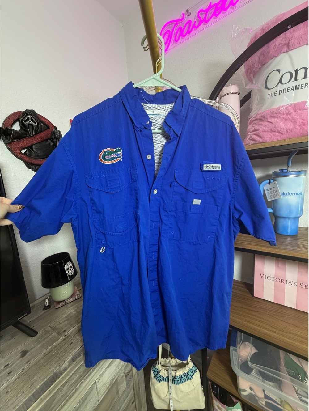 Columbia University of Florida Gators Blue Fishing Shirt - Mens Small